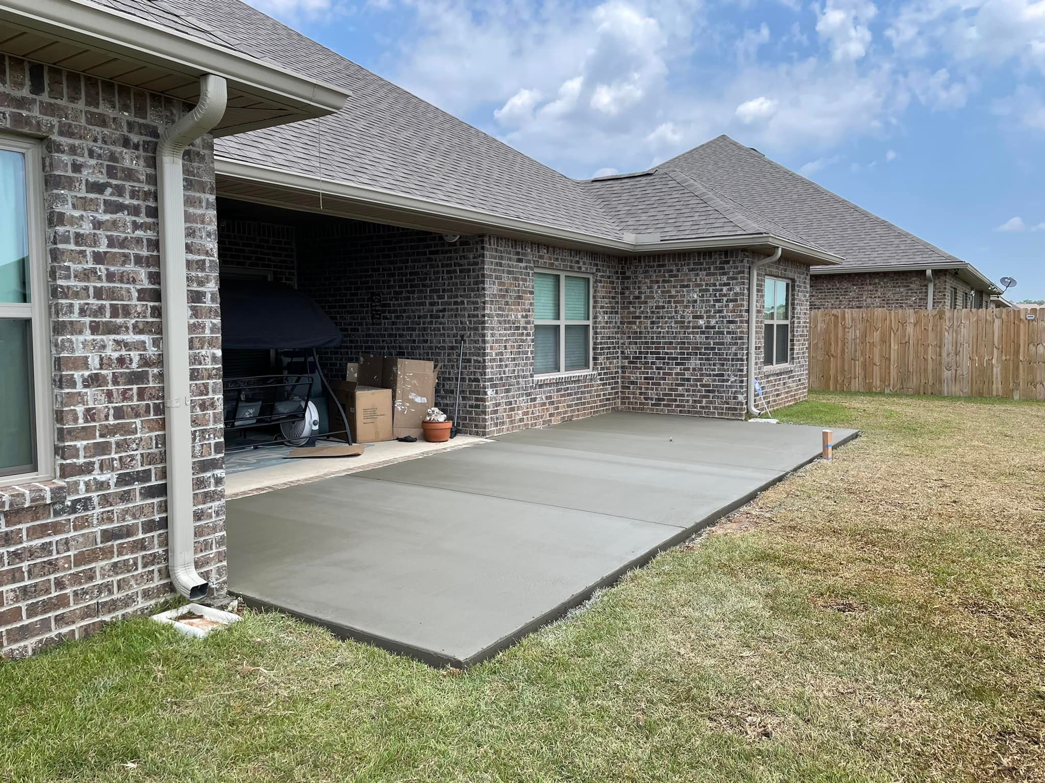 A freshly poured concrete slab in Baldwin County, Alabama.